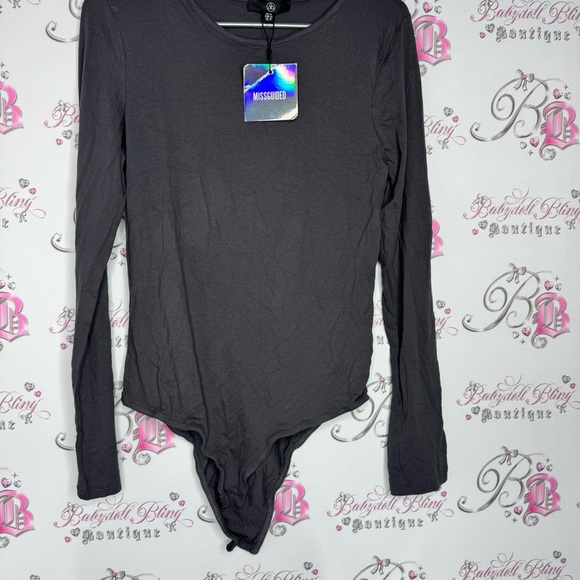 Missguided body suit long sleeve grey jersey brand new with tags snap button - Picture 2 of 9